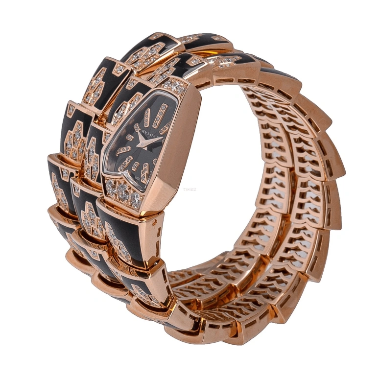 Bulgari,Other 26mm,26mm,Rose Gold,Black,Quartz,Sapphire,Other,101986
