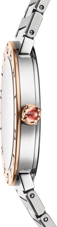 Bulgari,Bulgari Bulgari 33mm,33mm,Stainless Steel,Rose Gold,Pink,Quartz,In-house Caliber,Sapphire,104319