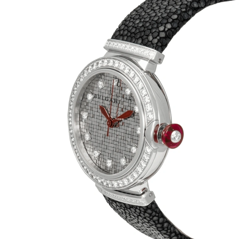 Bulgari,Lvcea 33mm,33mm,White Gold,Silver,Automatic,Sapphire,Crystal Glass,Round,102830