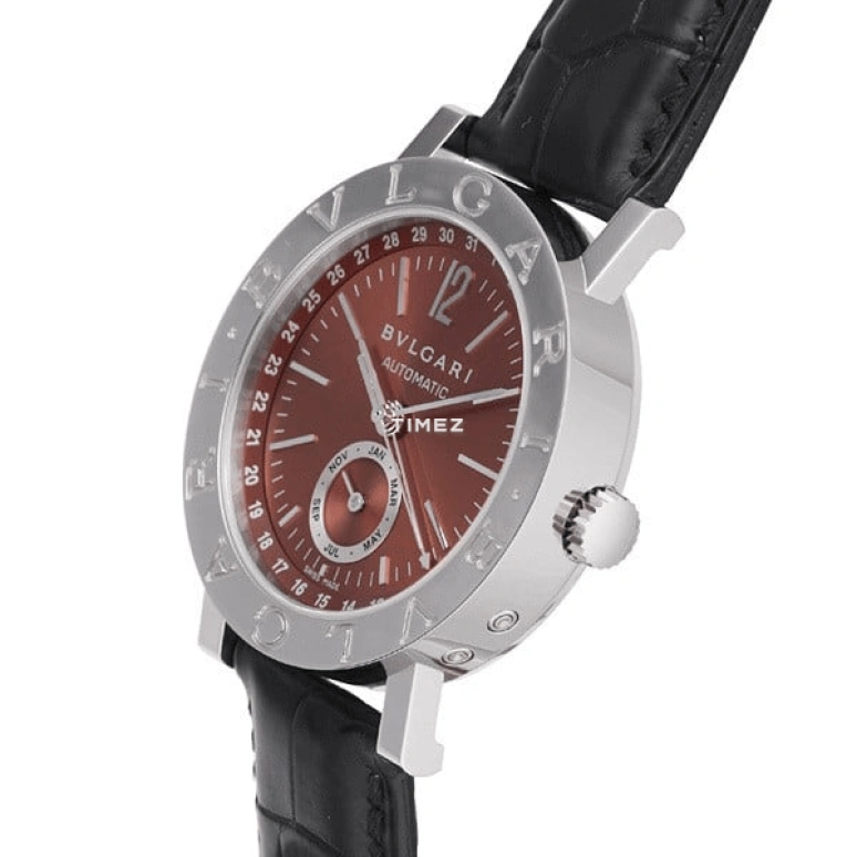 Bulgari,Bulgari Bulgari 38mm,38mm,White Gold,Wine Red,Red,Automatic,Month,Day,BBW38GLAC4,BBW38GLAC4/C2