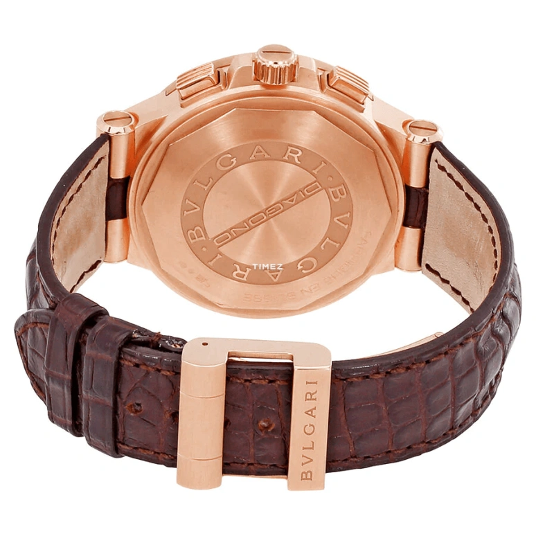 Bulgari,Other 40mm,40mm,Rose Gold,Silver,Automatic,Chronograph,Day,101658