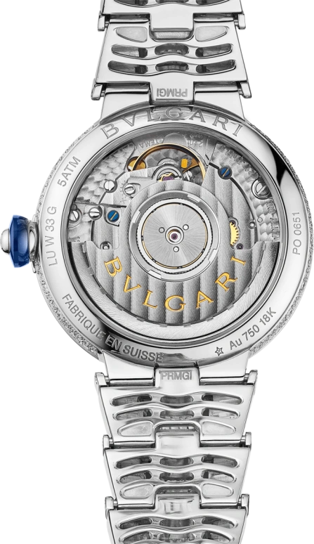 Bulgari,Lvcea 33mm,33mm,White Gold,Silver,Sapphire,Crystal Glass,Snow Setting,Setting,Diamonds,102365