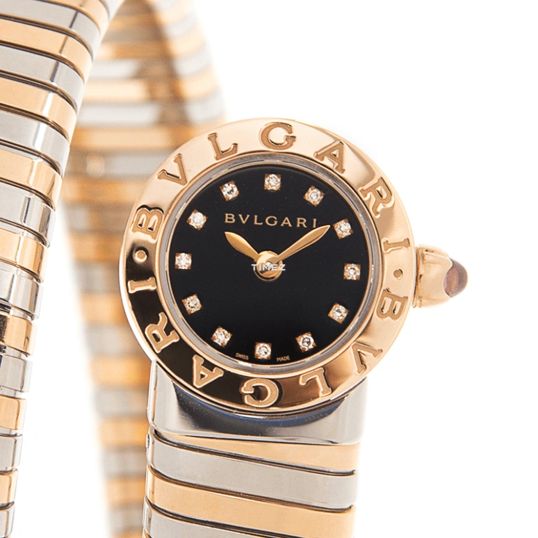 Bulgari,Other 19mm,19mm,Rose Gold,Black,Quartz,Sapphire,Crystal Glass,Round,BBLP191TSG