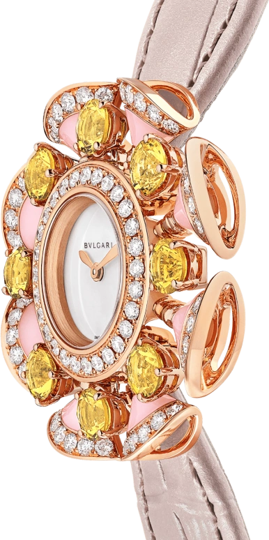 Bulgari,Divas' Dream 33mm,33mm,Rose Gold,White,Sapphire,Crystal Glass,Setting,Diamonds,103635