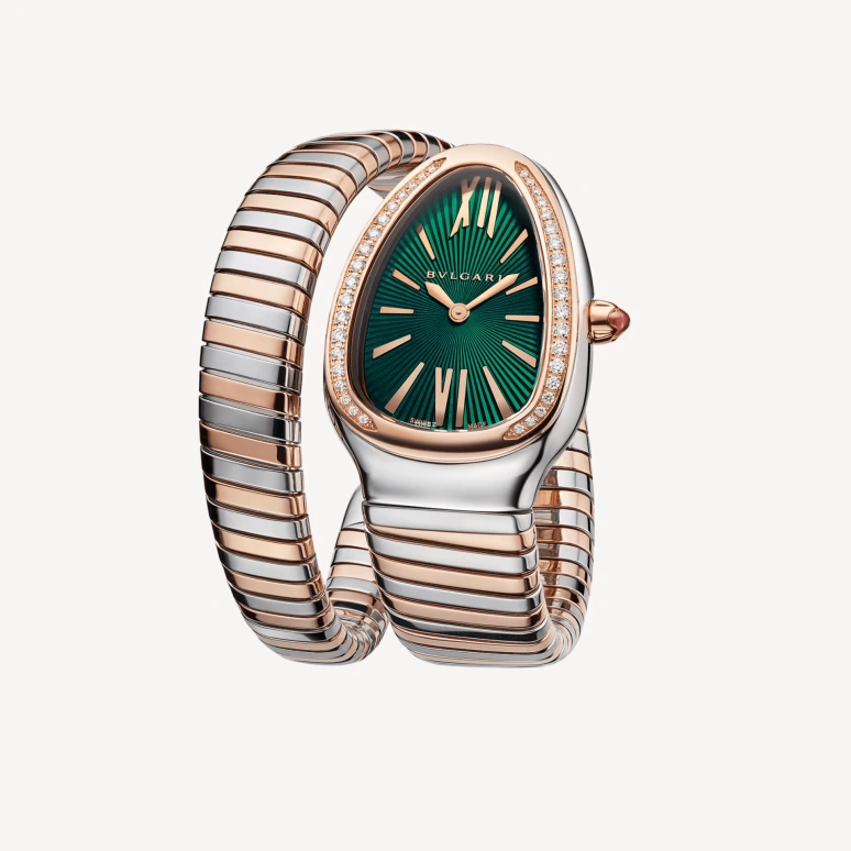 Bulgari,Serpenti 35mm,35mm,Rose Gold,Stainless Steel,Green,Quartz,Sapphire,Other,102790