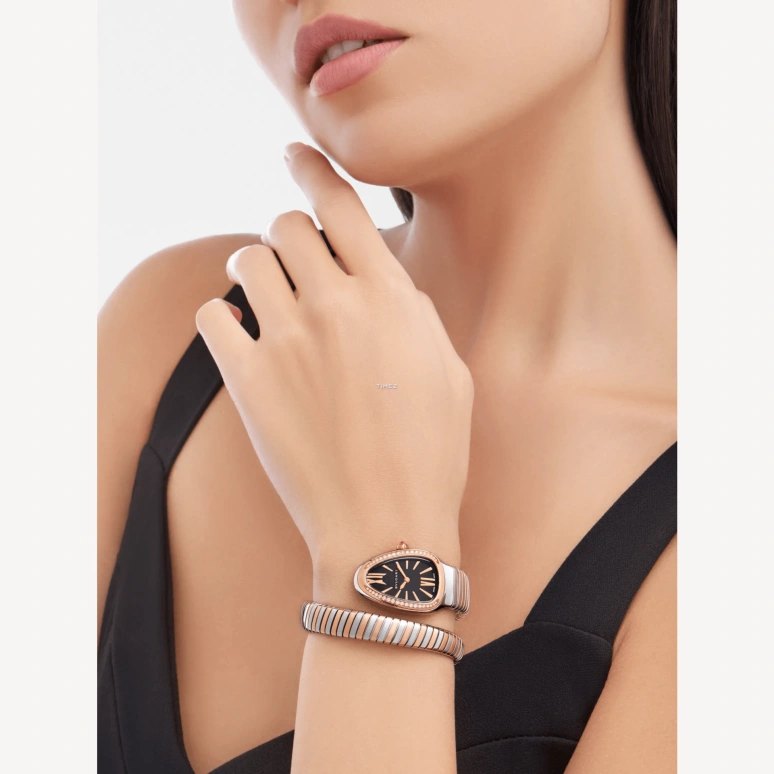 Bulgari,Serpenti 35mm,35mm,Stainless Steel,Black,Quartz,Other,Silver,Rose Gold,103823