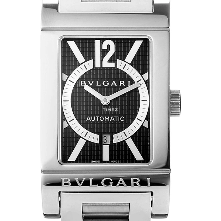 Bulgari,Rettangolo 26x45mm,26x45mm,Stainless Steel,Black,Automatic,Day,Sapphire,Crystal Glass,RT45BRSSD