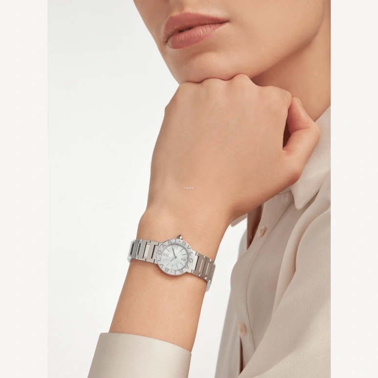 Bulgari,Bulgari Bulgari 23mm,23mm,Stainless Steel,Silver,White,Quartz,Sapphire,Crystal Glass,Round,103695