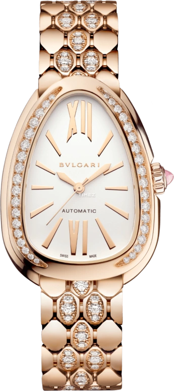 Bulgari,Serpenti Seduttori 34mm,34mm,Rose Gold,White,Automatic,50hours,In-house Caliber,103902