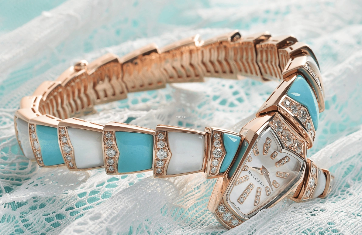 Bulgari,Serpenti ,Rose Gold,White,Quartz,Sapphire,Crystal Glass,102489