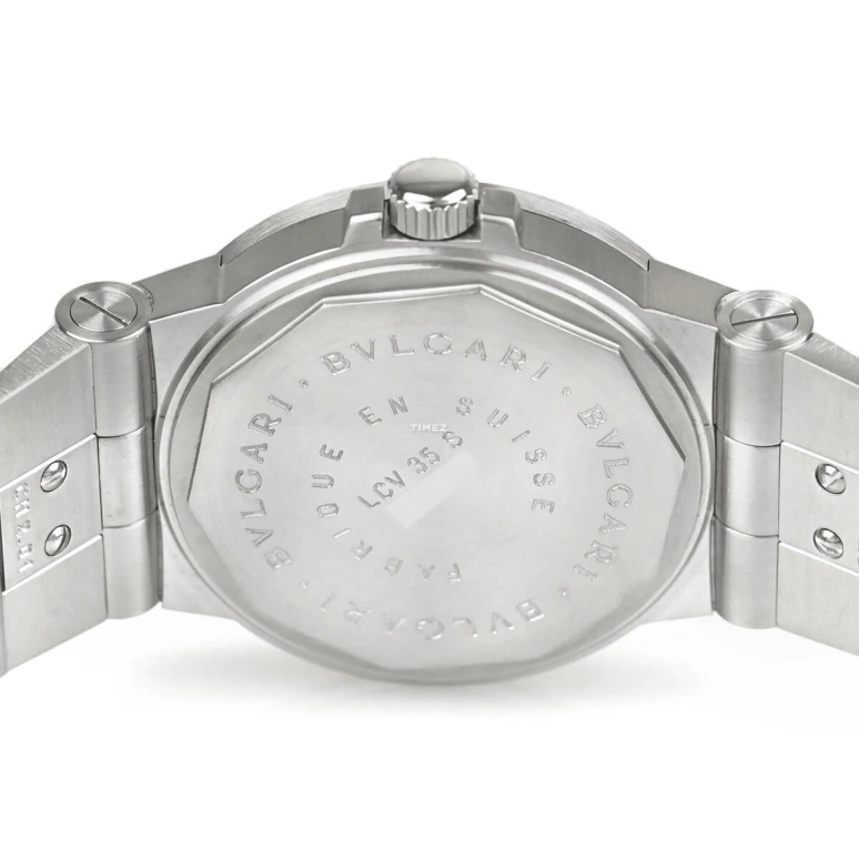 Bulgari,Diagono 35mm,35mm,Stainless Steel,White,Automatic,Day,Sapphire,Crystal Glass,LCV35WSSD,LCV35WSSD/11