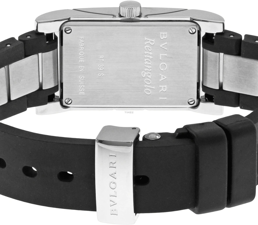 Bulgari,Rettangolo 39x20.50mm,39x20.50mm,Stainless Steel,Black,Quartz,Sapphire,Crystal Glass,Rectangular,RT39SV