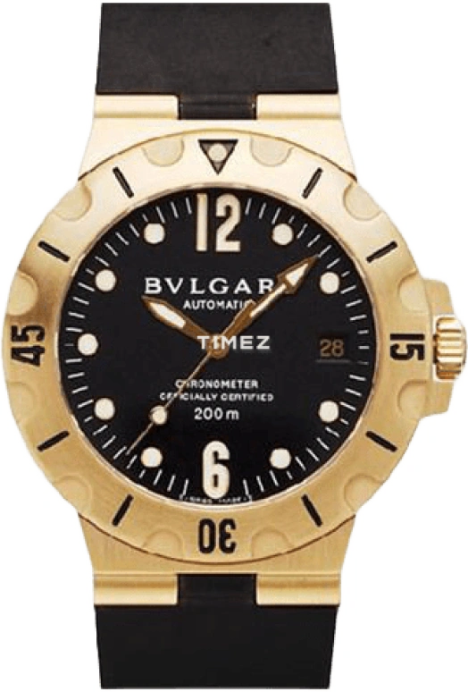 Bulgari,Diagono Professional 38mm,38mm,Yellow Gold,Black,Sapphire,Crystal Glass,Closed,SD38GVD