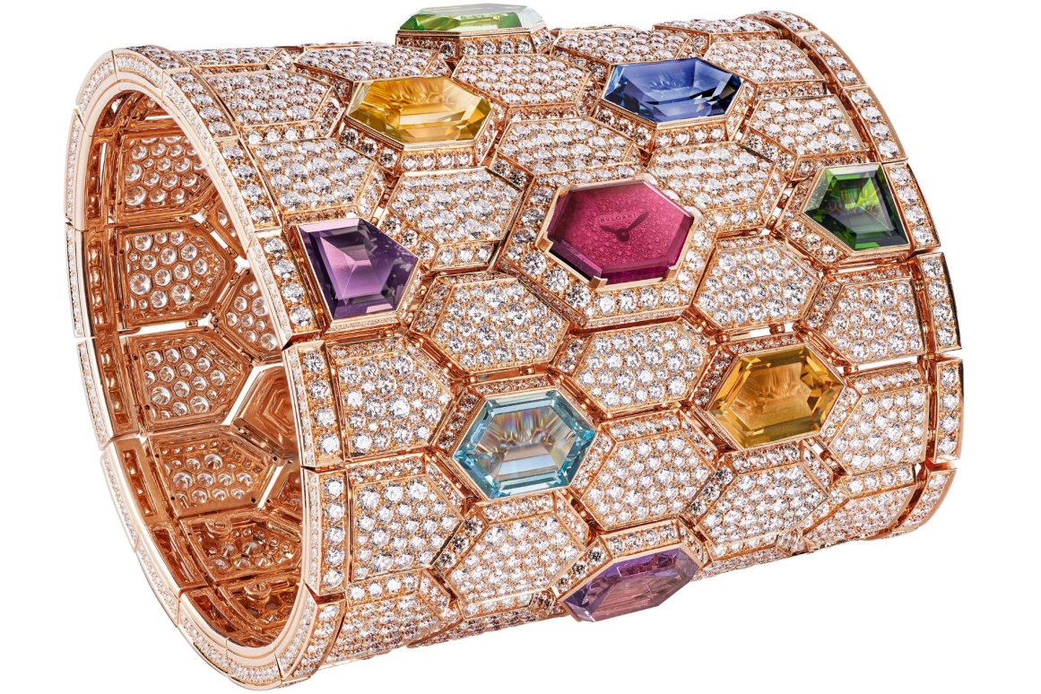 Bulgari,Serpenti 20mm,20mm,Rose Gold,Sapphire,Crystal,Transparent,Quartz,Hexagonal,Rose Gold,Ocean Blue,103519