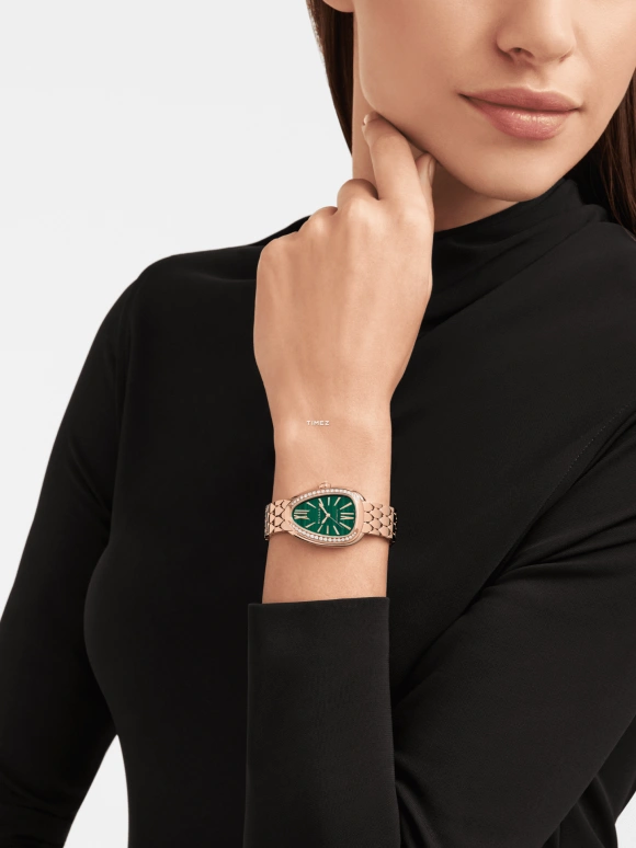 Bulgari,Serpenti Seduttori 34mm,34mm,Rose Gold,Green,Automatic,50hours,In-house Caliber,103901