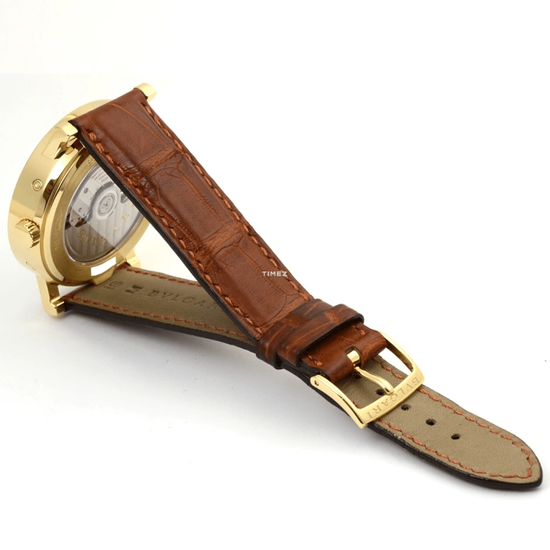 Bulgari,Bulgari Bulgari 38mm,38mm,Yellow Gold,Grey,Automatic,Month,Date,Day,Power Reserve Indicator,Sapphire,Crystal Glass,Round,BB38GLSR,BB38GLSR/C5
