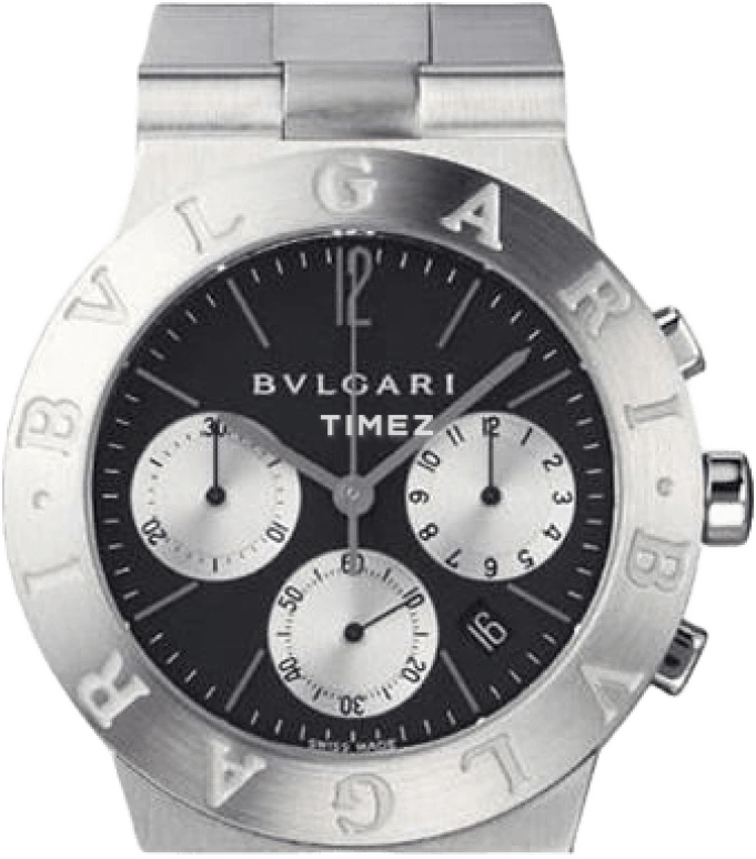 Bulgari,Diagono 35mm,35mm,Stainless Steel,Black,Sapphire,Crystal Glass,Closed,CH35BGGD