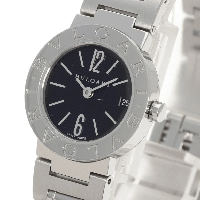 Bulgari,Bulgari Bulgari 23mm,23mm,Stainless Steel,Black,Quartz,Day,Sapphire,Crystal Glass,BB23BSSD,BB23BSSD/N
