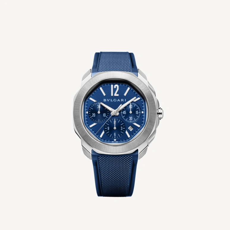 Bulgari,Octo 42mm,42mm,Stainless Steel,Blue,Automatic,Chronograph,Day,103829