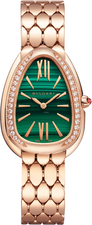 Bulgari,Serpenti 33mm,33mm,Rose Gold,Green,Sapphire,Crystal Glass,103273