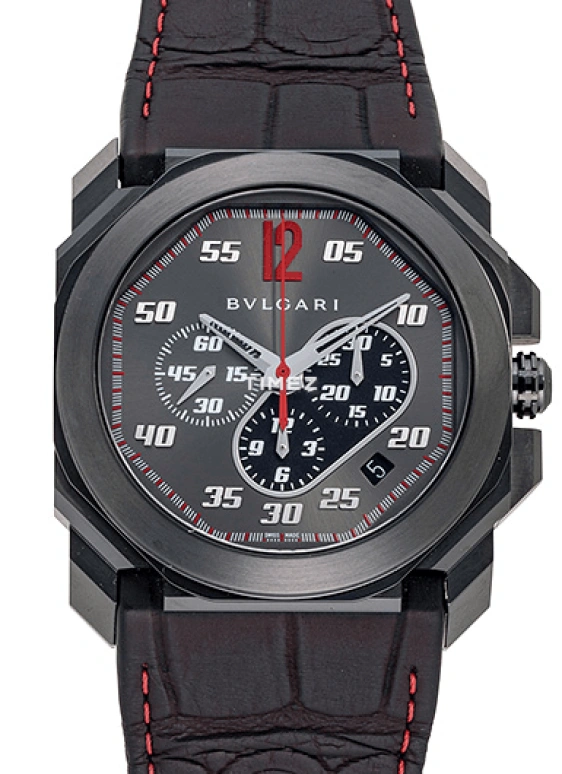 Bulgari,Octo 41.50mm,41.50mm,Stainless Steel,Smoky Coal,Coal,Black,Automatic,Chronograph,Day,102555