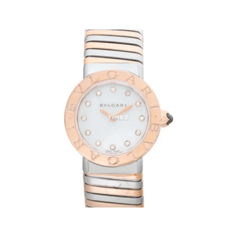 Bulgari,Other 26mm,26mm,Stainless Steel,Pink Gold,Red Gold,White,Quartz,Sapphire,Round,102222
