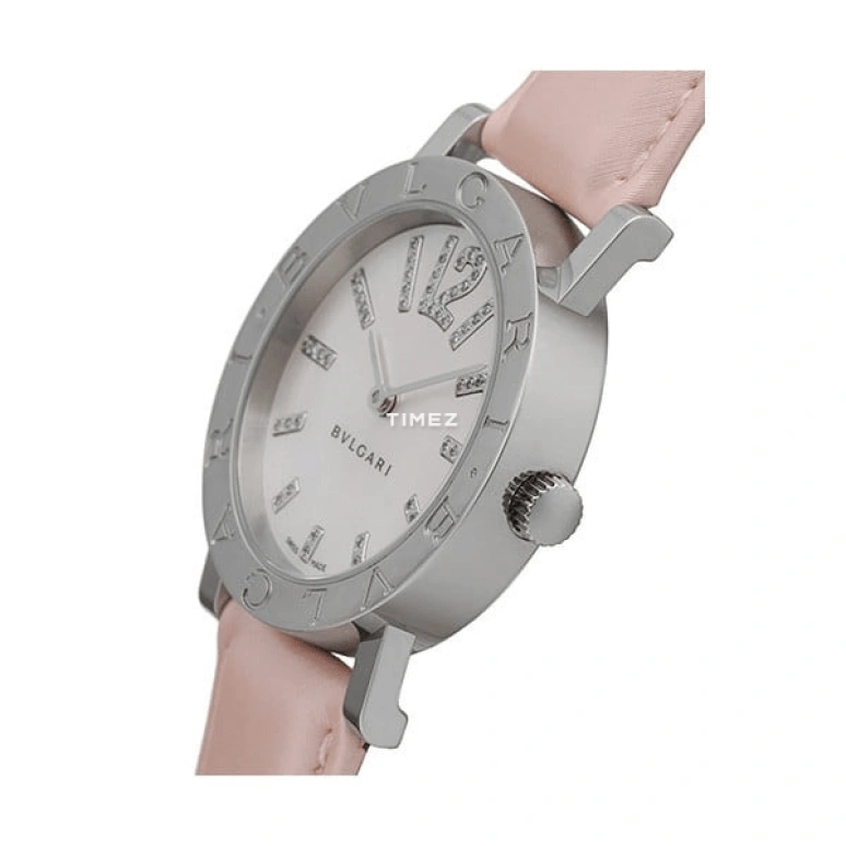 Bulgari,Bulgari Bulgari 33mm,33mm,Stainless Steel,Pink Red,Automatic,Sapphire,Crystal Glass,Round,BB33C2SL,BB33C2SL/D