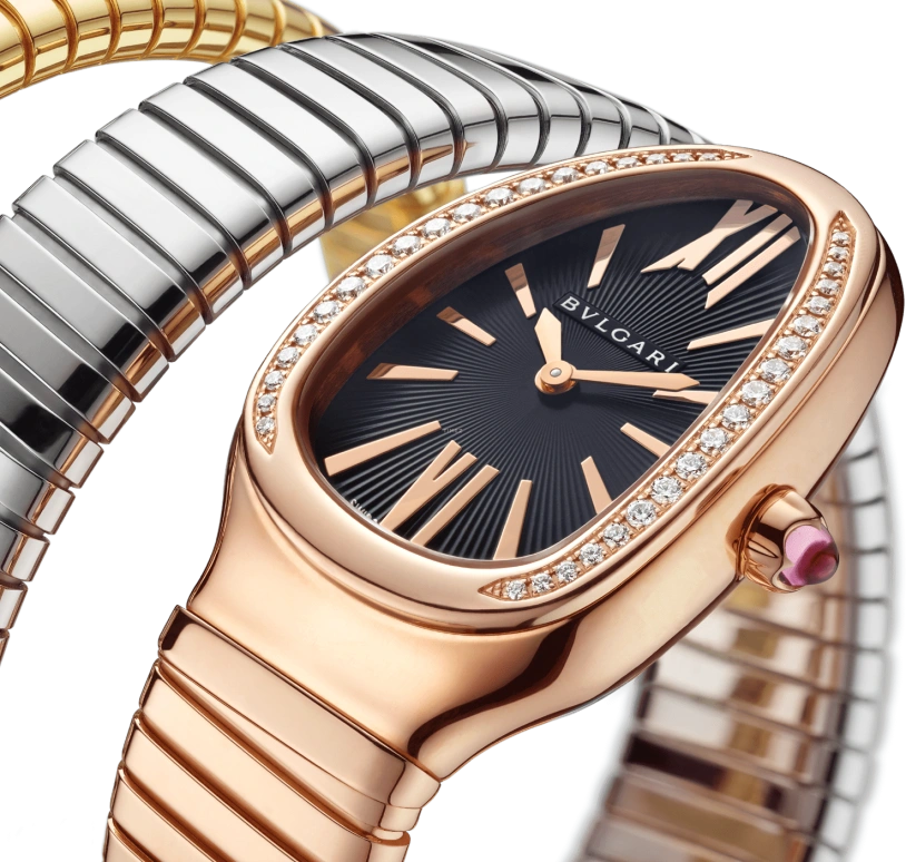 Bulgari,Serpenti 35mm,35mm,Rose Gold,Black,Sapphire,Crystal Glass,102948