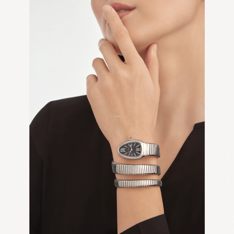 Bulgari,Serpenti 35mm,35mm,Stainless Steel,Black,Quartz,Sapphire,Crystal Glass,Other,103818