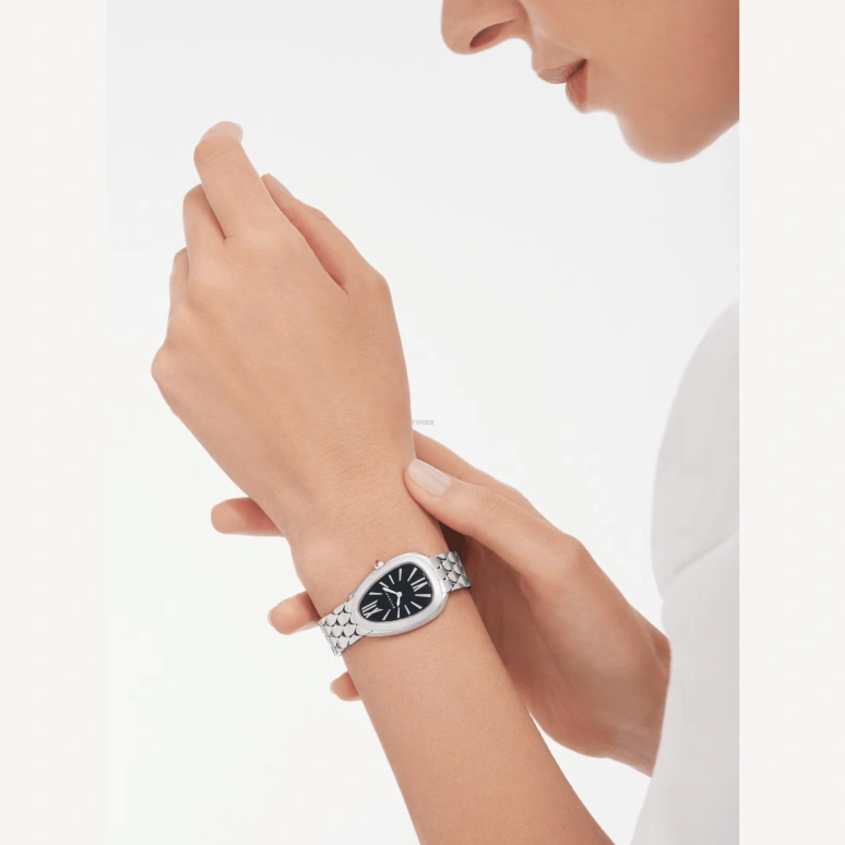 Bulgari,Serpenti Seduttori 33mm,33mm,Stainless Steel,Black,Quartz,Sapphire,Crystal Glass,Other,103952