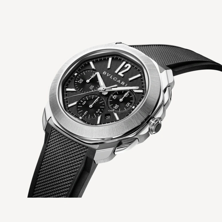 Bulgari,Octo 42mm,42mm,Stainless Steel,Black,Automatic,Chronograph,Day,103471
