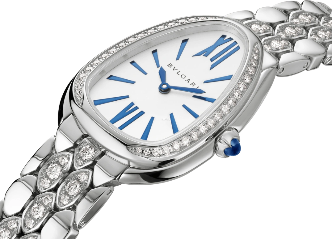 Bulgari,Serpenti Seduttori 33mm,33mm,White Gold,Silver,Quartz,Sapphire,pear-shape,103947