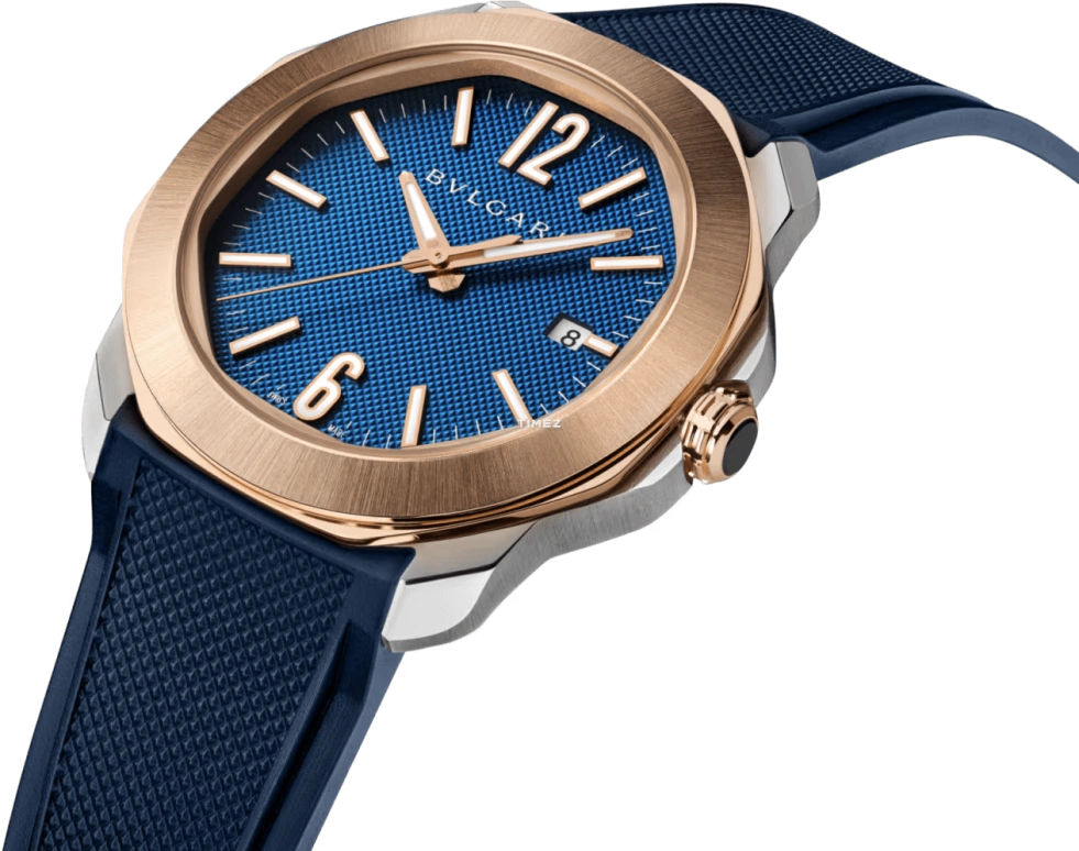Bulgari,Octo 41mm,41mm,Stainless Steel,Rose Gold,Blue,Automatic,Day,42hours,103926