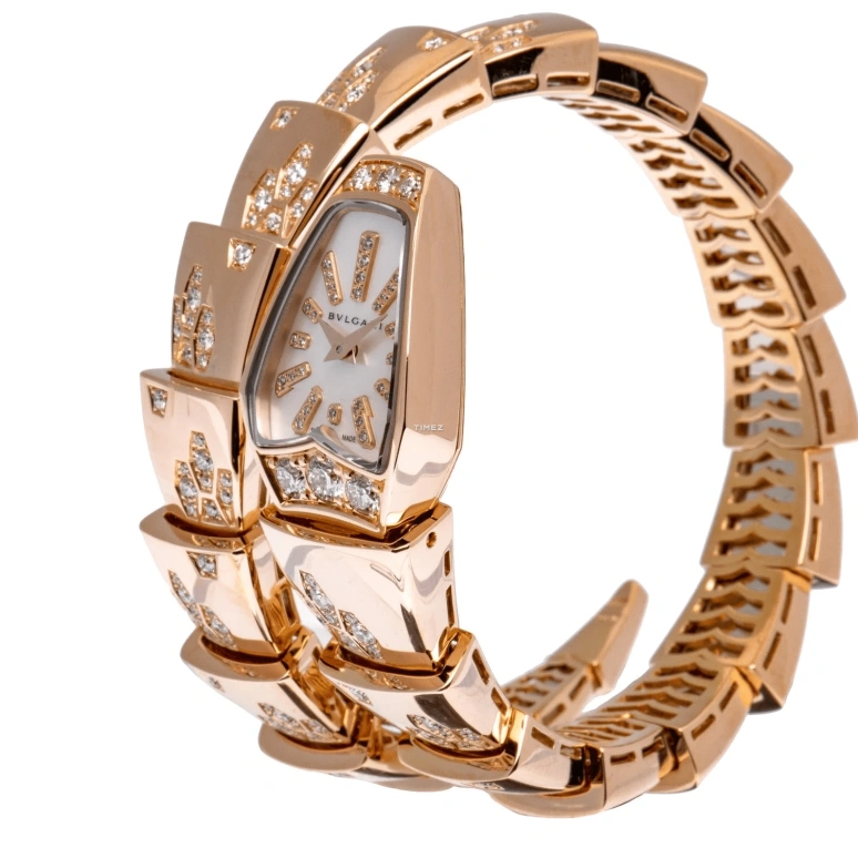 Bulgari,Other 26mm,26mm,Rose Gold,White,Quartz,Sapphire,Other,101995