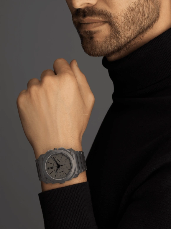 Bulgari,Octo 42mm,42mm,Titanium,Grey,Automatic,Chronograph,Column Wheel,103068