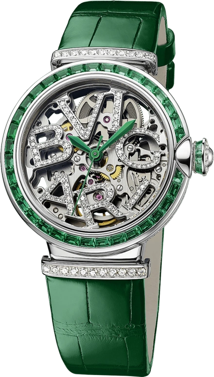 Bulgari,Lvcea 33mm,33mm,White Gold,Sapphire,Crystal Glass,Open,103033