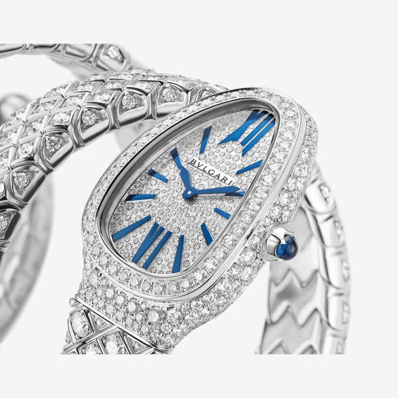 Bulgari,Serpenti 35mm,35mm,White Gold,Silver White,Quartz,Sapphire,Crystal Glass,Other,103251