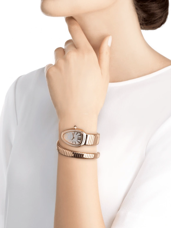 Bulgari,Serpenti 35mm,35mm,Rose Gold,Silver,Sapphire,Crystal Glass,103003
