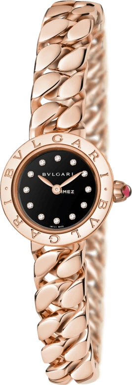 Bulgari,Bulgari Bulgari 22mm,22mm,Rose Gold,Black,Sapphire,Crystal Glass,102500