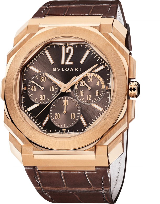 Bulgari,Octo 43mm,43mm,Rose Gold,Coffee,Rose,Luminous,Brown,Automatic,60hours,In-house Caliber,103468