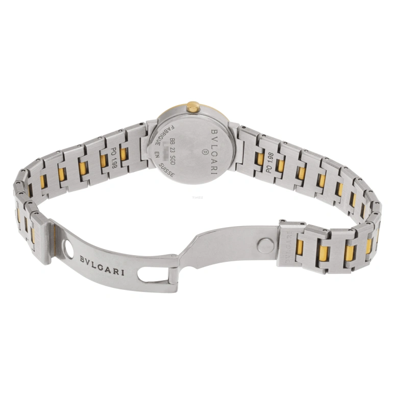 Bulgari,Bulgari Bulgari 23mm,23mm,Stainless Steel,Black,Quartz,Day,Sapphire,Crystal Glass,BB23SGD
