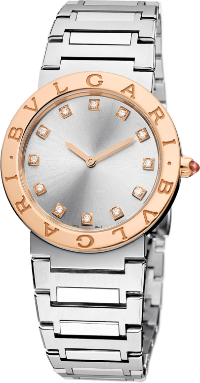 Bulgari,Bulgari Bulgari 33mm,33mm,Stainless Steel,Silver,Sapphire,Crystal Glass,Diamonds,103577