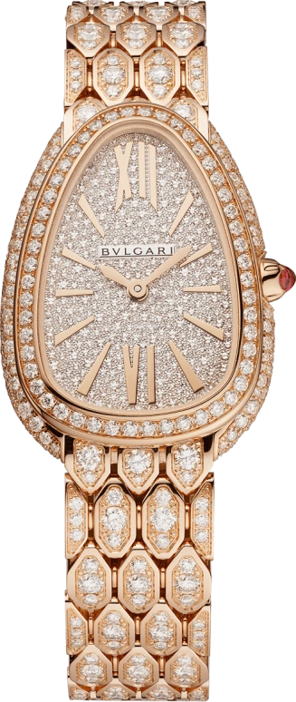Bulgari,Serpenti 33mm,33mm,Rose Gold,Rose,Sapphire,Crystal Glass,Setting,Paved,Diamonds,103160