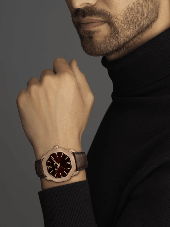 Bulgari,Octo 41mm,41mm,Pink Gold,Brown,Automatic,Date,42hours,102702