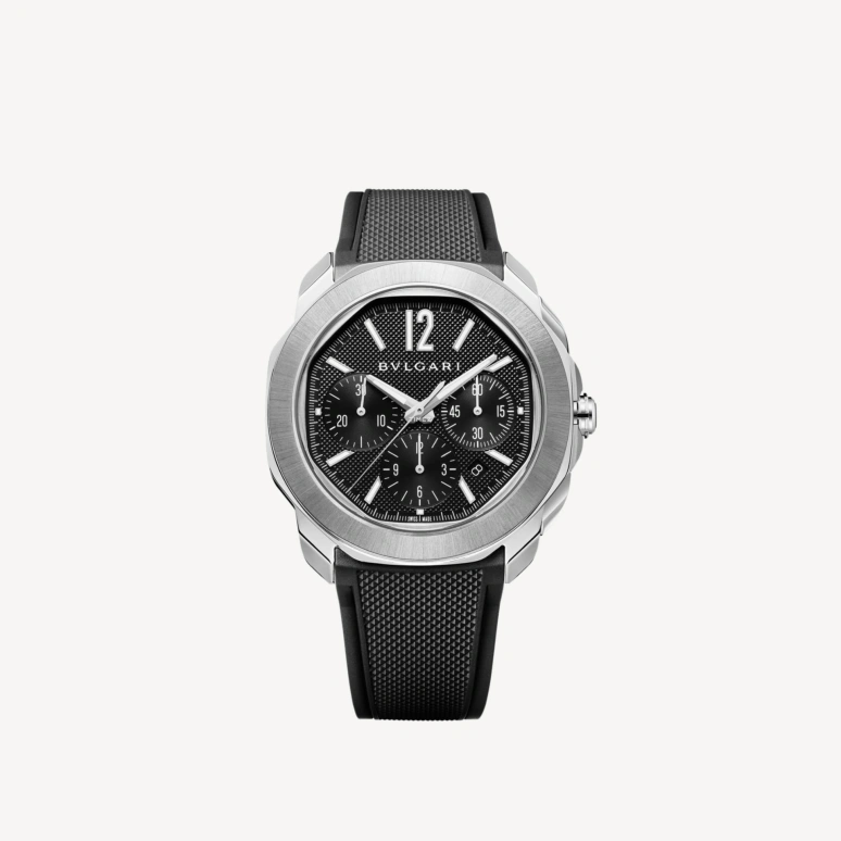 Bulgari,Octo 42mm,42mm,Stainless Steel,Black,Automatic,Chronograph,Day,103471