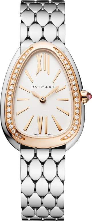 Bulgari,Serpenti 33mm,33mm,Stainless Steel,Silver White,Sapphire,Crystal Glass,Opal,103143