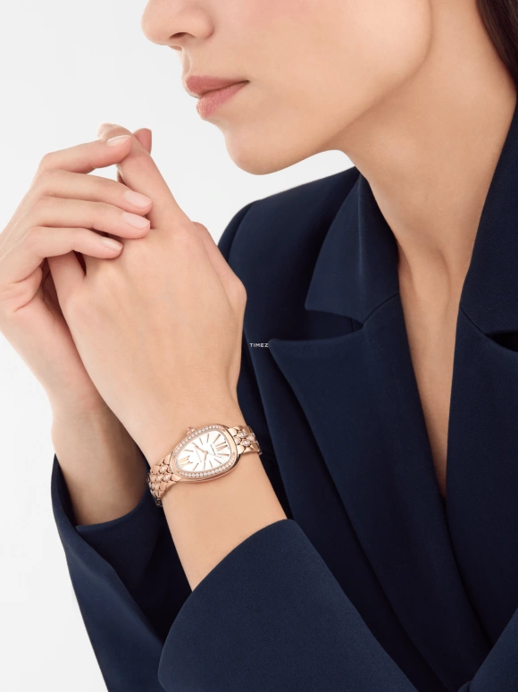 Bulgari,Serpenti Seduttori 34mm,34mm,Rose Gold,White,Automatic,50hours,In-house Caliber,103902