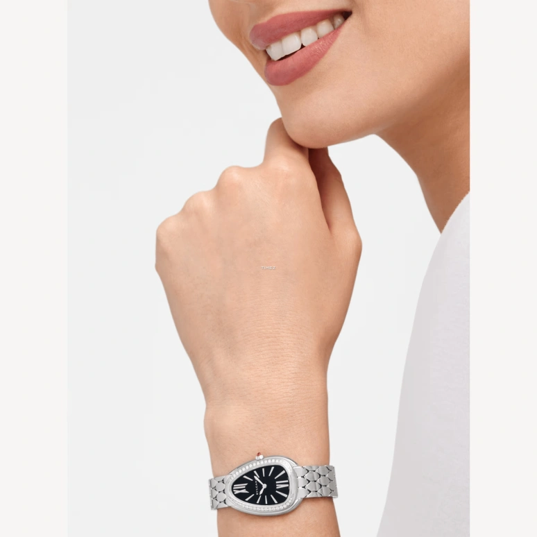 Bulgari,Serpenti Seduttori 33mm,33mm,Stainless Steel,Black,Quartz,Sapphire,Crystal Glass,Other,103950
