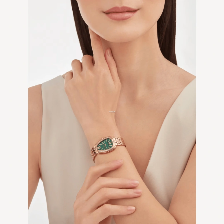 Bulgari,Serpenti Seduttori 33mm,33mm,Rose Gold,Green,Quartz,Sapphire,Crystal Glass,Other,103944