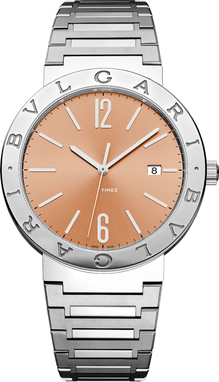 Bulgari,Bulgari Bulgari 41mm,41mm,Stainless Steel,Orange,Automatic,Day,Sapphire,Crystal Glass,103683